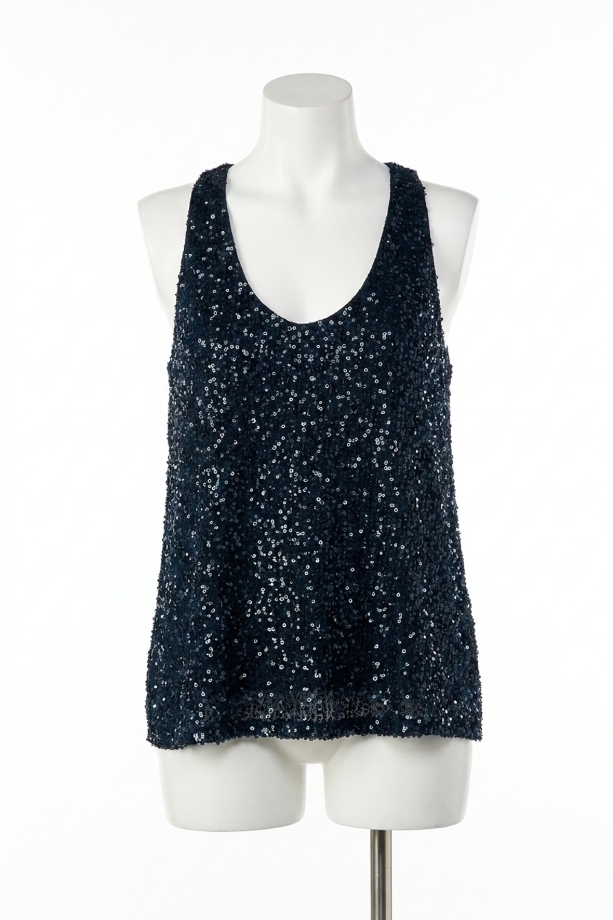 NEW CURRENT AIR sequin sleeveless top in sapphire blue